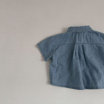 Korejski stil: set od džins košulje i šortseva za djecu 1–3 godine, unisex, kratki rukav, 100% pamuk, ljeto