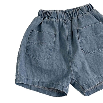 Korejski stil: set od džins košulje i šortseva za djecu 1–3 godine, unisex, kratki rukav, 100% pamuk, ljeto