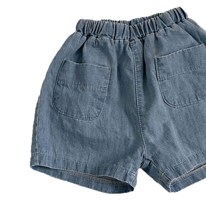 Korejski stil: set od džins košulje i šortseva za djecu 1–3 godine, unisex, kratki rukav, 100% pamuk, ljeto