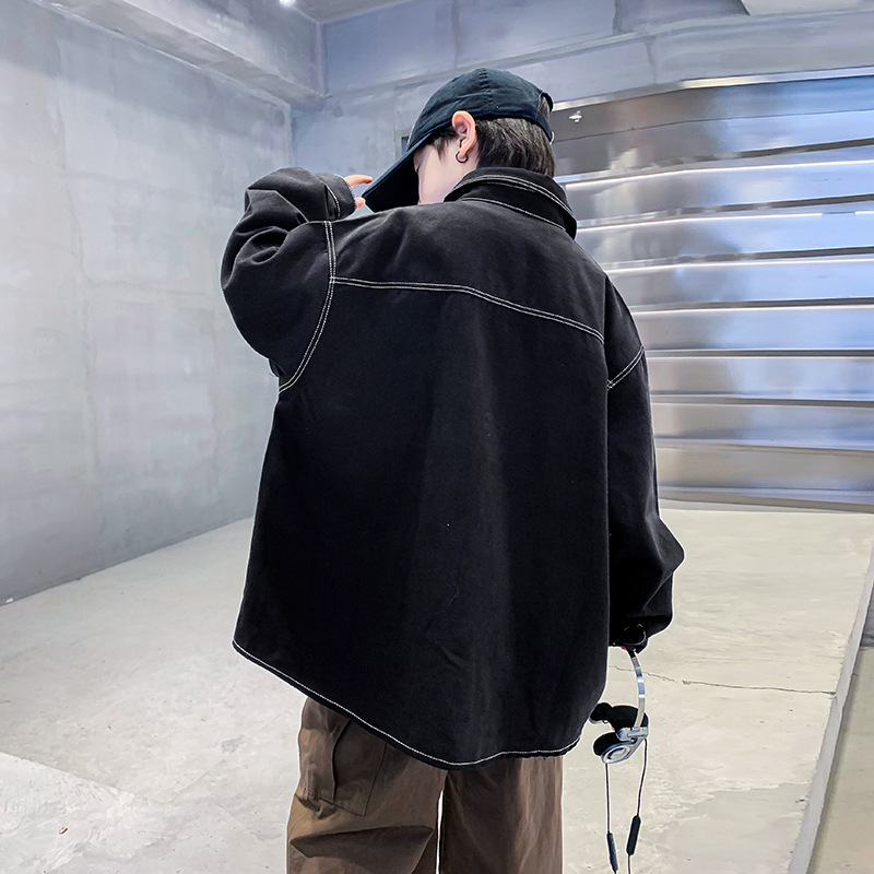 Jachetă pentru copii în stil coreean, cu guler rever, exterior din bumbac 100% și căptușeală din bumbac