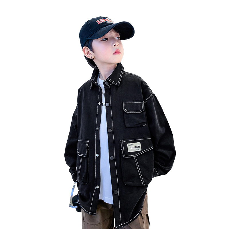 Jachetă pentru copii în stil coreean, cu guler rever, exterior din bumbac 100% și căptușeală din bumbac