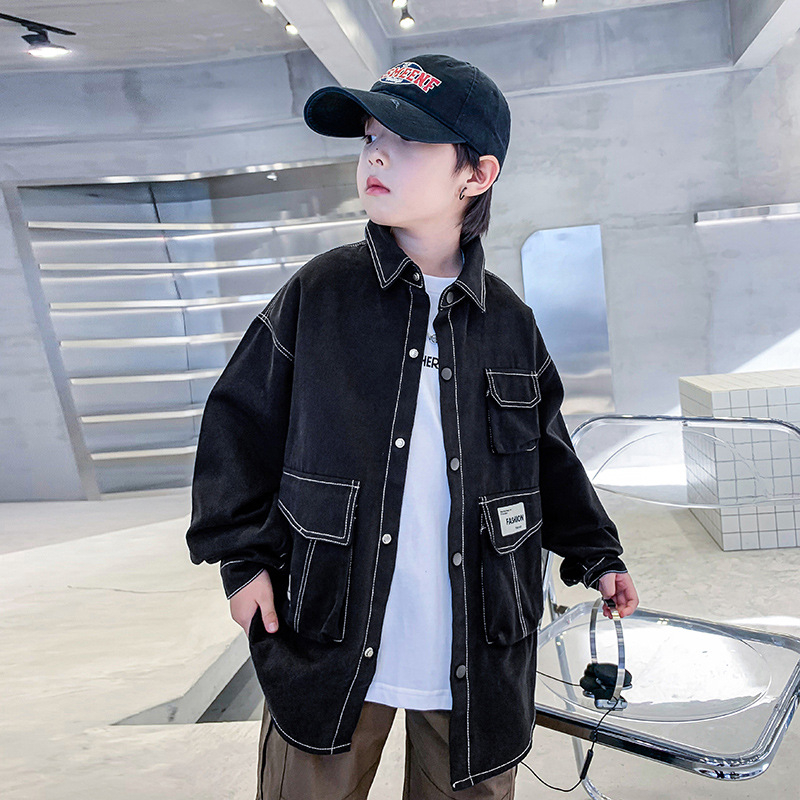 Jachetă pentru copii în stil coreean, cu guler rever, exterior din bumbac 100% și căptușeală din bumbac