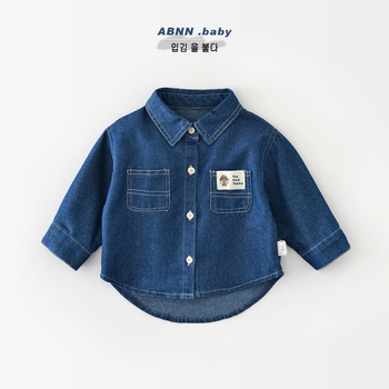 Vaikų džinsinė striukė, Korėjietiško stiliaus, ilgomis rankovėmis, 60% medvilnė, amžius 1–3 metai, ruduo 2024