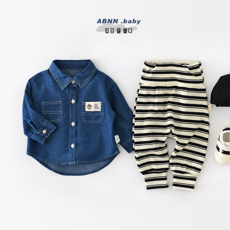 Vaikų džinsinė striukė, Korėjietiško stiliaus, ilgomis rankovėmis, 60% medvilnė, amžius 1–3 metai, ruduo 2024