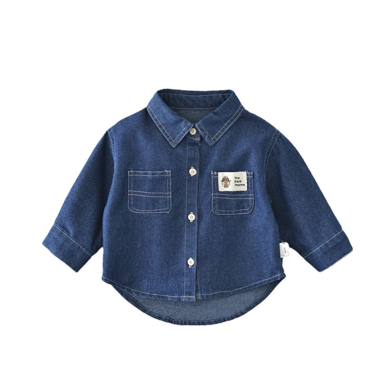 Vaikų džinsinė striukė, Korėjietiško stiliaus, ilgomis rankovėmis, 60% medvilnė, amžius 1–3 metai, ruduo 2024
