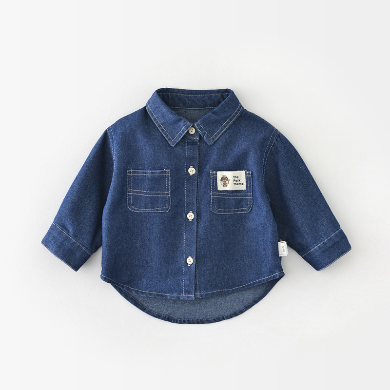 Vaikų džinsinė striukė, Korėjietiško stiliaus, ilgomis rankovėmis, 60% medvilnė, amžius 1–3 metai, ruduo 2024