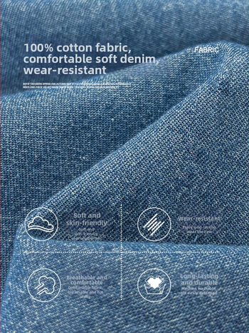 Vaikų džinsiniai marškiniai su ilgomis rankovėmis, Korėjietiško stiliaus, 100% medvilnė, tinkami pavasariui ir rudeniui