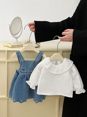 Set za djevojčice: traper haljina i košulja, proljeće-jesen, dvodijelni set, korejski stil