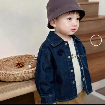 Παιδικό τζιν πουκάμισο-ζακέτα με μακριά μανίκια για αγόρια; Βαμβακερό τζιν; Γιακάς: πέτο; Σχέδιο: καρτούν; Άνοιξη-Φθινόπωρο, για παιδιά 3–8 ετών (100–140 εκ.)