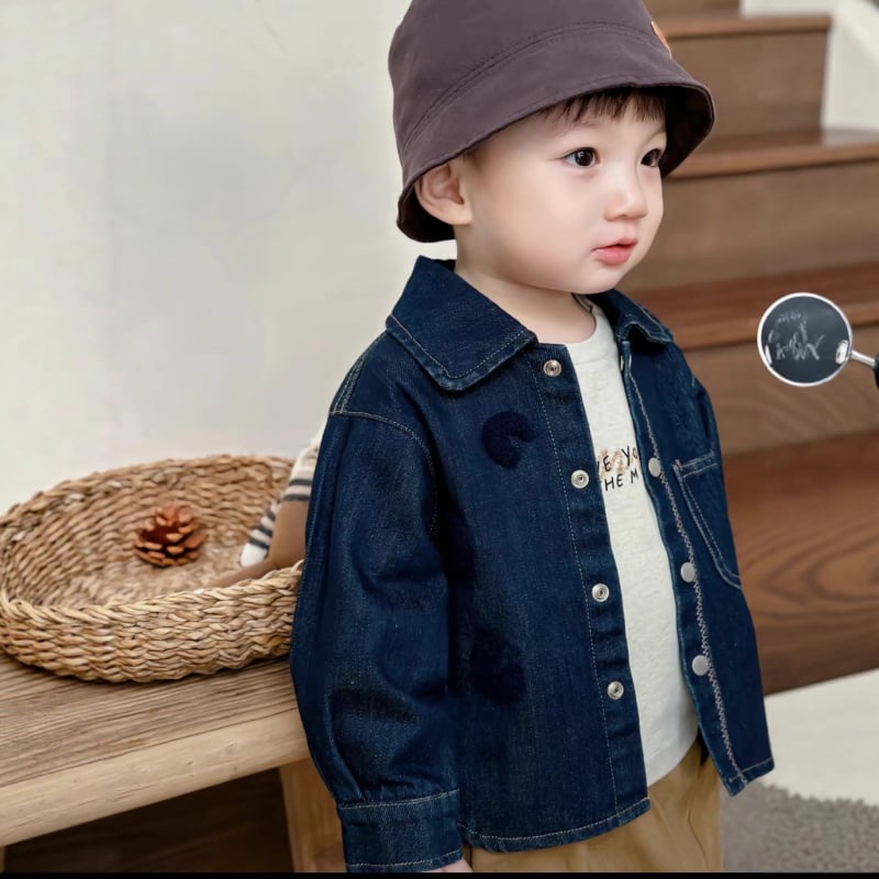 Παιδικό τζιν πουκάμισο-ζακέτα με μακριά μανίκια για αγόρια; Βαμβακερό τζιν; Γιακάς: πέτο; Σχέδιο: καρτούν; Άνοιξη-Φθινόπωρο, για παιδιά 3–8 ετών (100–140 εκ.)