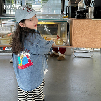 Детска риза за момичета с дълги ръкави от памук-смесена материя, корейски стил, за възраст 3-8 години.