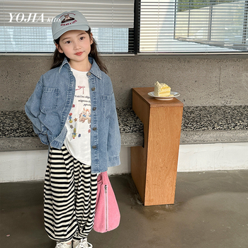 Детска риза за момичета с дълги ръкави от памук-смесена материя, корейски стил, за възраст 3-8 години.