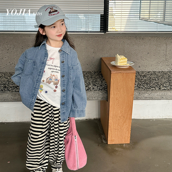 Детска риза за момичета с дълги ръкави от памук-смесена материя, корейски стил, за възраст 3-8 години.