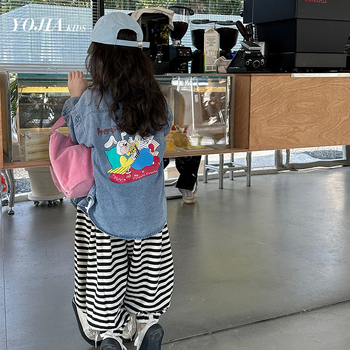 Детска риза за момичета с дълги ръкави от памук-смесена материя, корейски стил, за възраст 3-8 години.