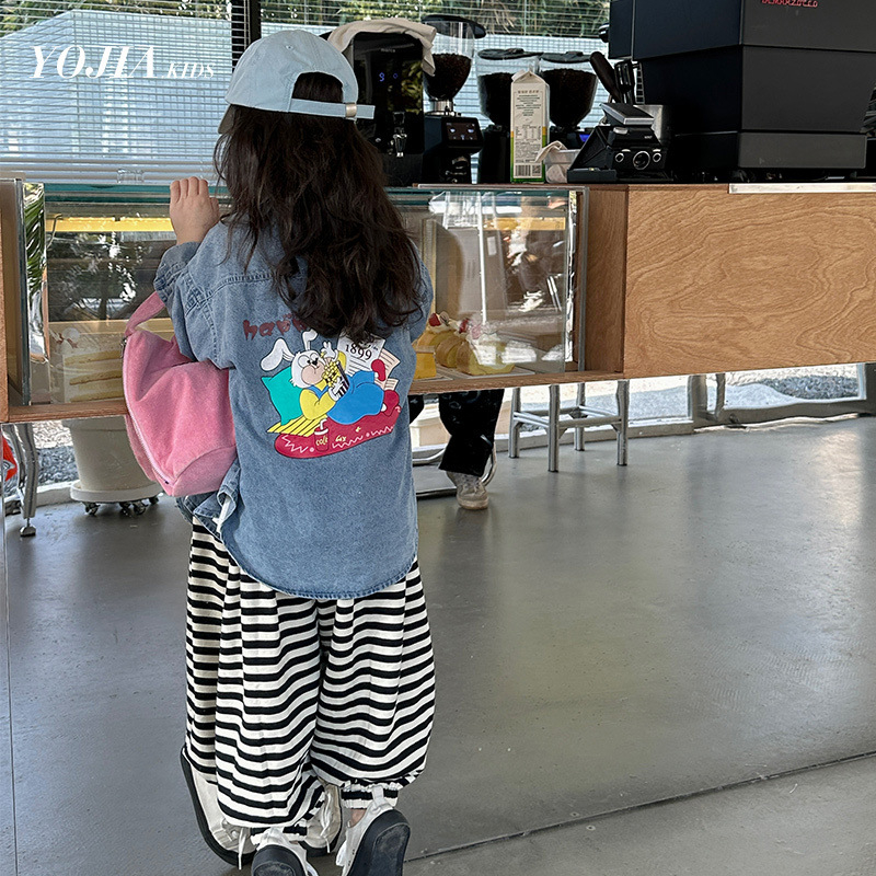 Детска риза за момичета с дълги ръкави от памук-смесена материя, корейски стил, за възраст 3-8 години.