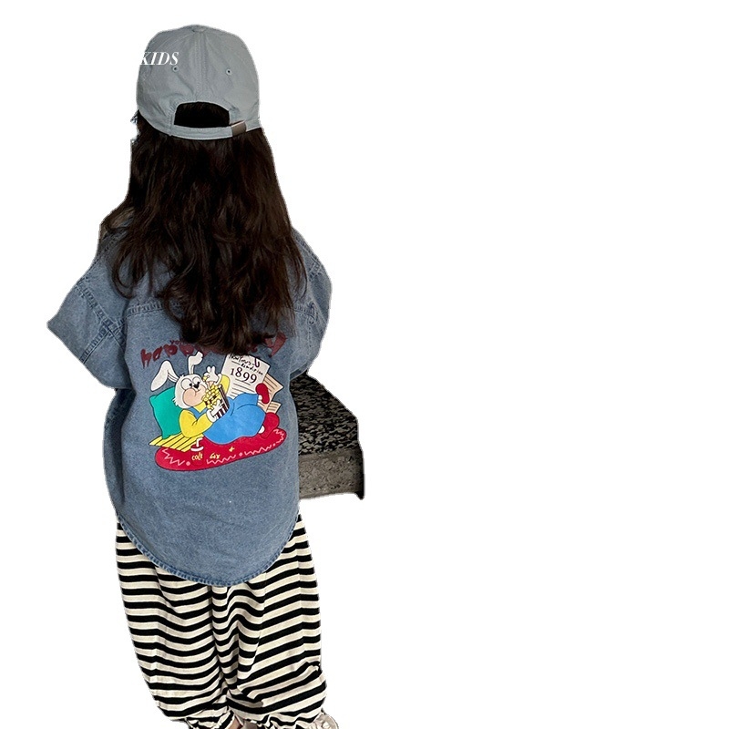 Детска риза за момичета с дълги ръкави от памук-смесена материя, корейски стил, за възраст 3-8 години.