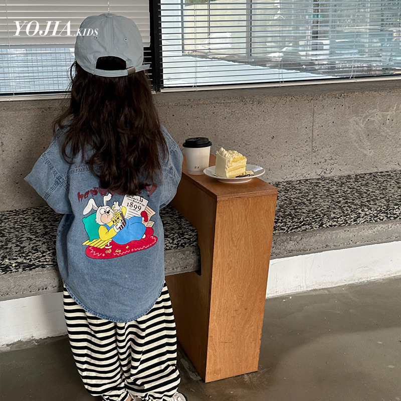 Детска риза за момичета с дълги ръкави от памук-смесена материя, корейски стил, за възраст 3-8 години.