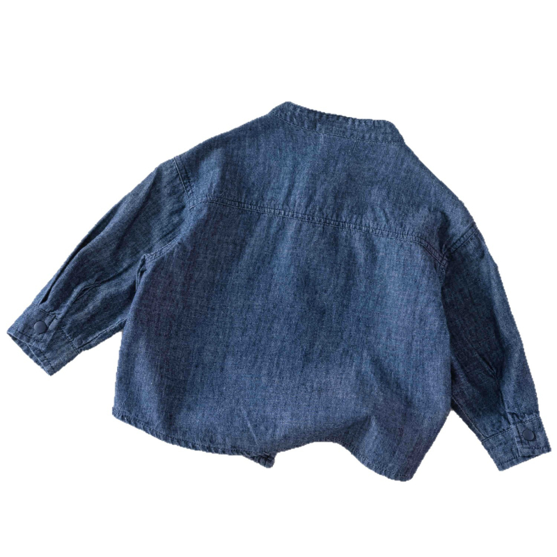 Детска памучна риза със ла-пел яка, дълги ръкави, унисекс, корейски стил, есен 2025