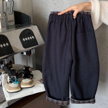 Dječje fleec hlače u korejskom stilu, zima; 80% poliester, 18% rayon, 2% spandex; mekana obrada; niski struk; gumica za pojas