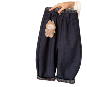 Dječje fleec hlače u korejskom stilu, zima; 80% poliester, 18% rayon, 2% spandex; mekana obrada; niski struk; gumica za pojas