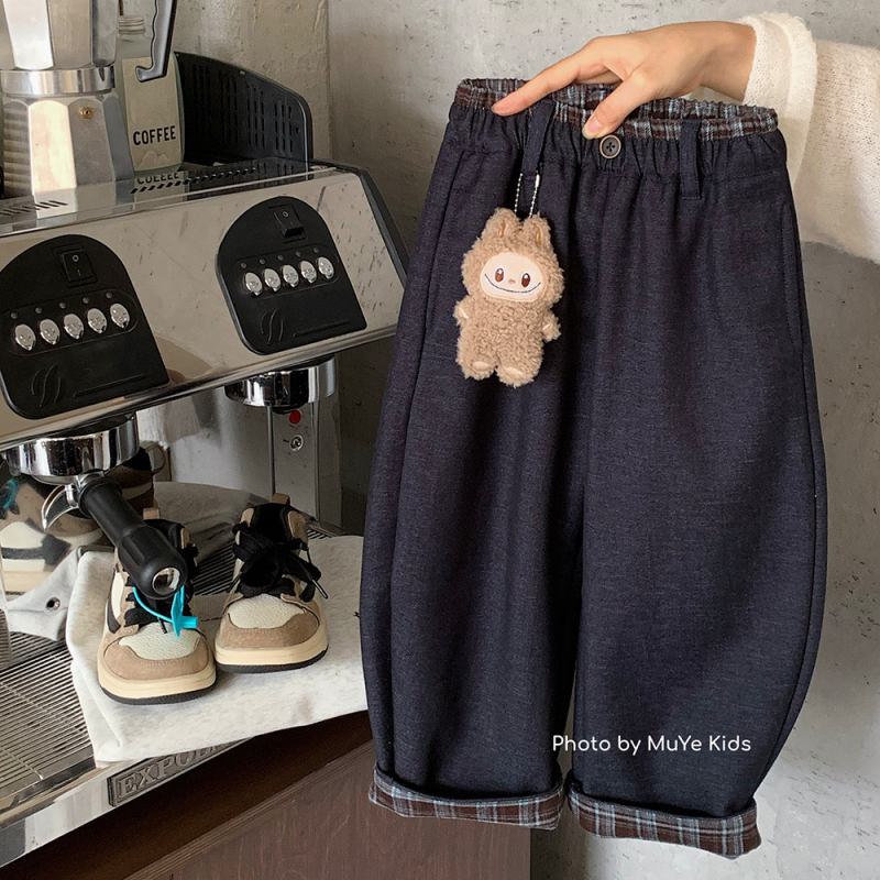 Dječje fleec hlače u korejskom stilu, zima; 80% poliester, 18% rayon, 2% spandex; mekana obrada; niski struk; gumica za pojas