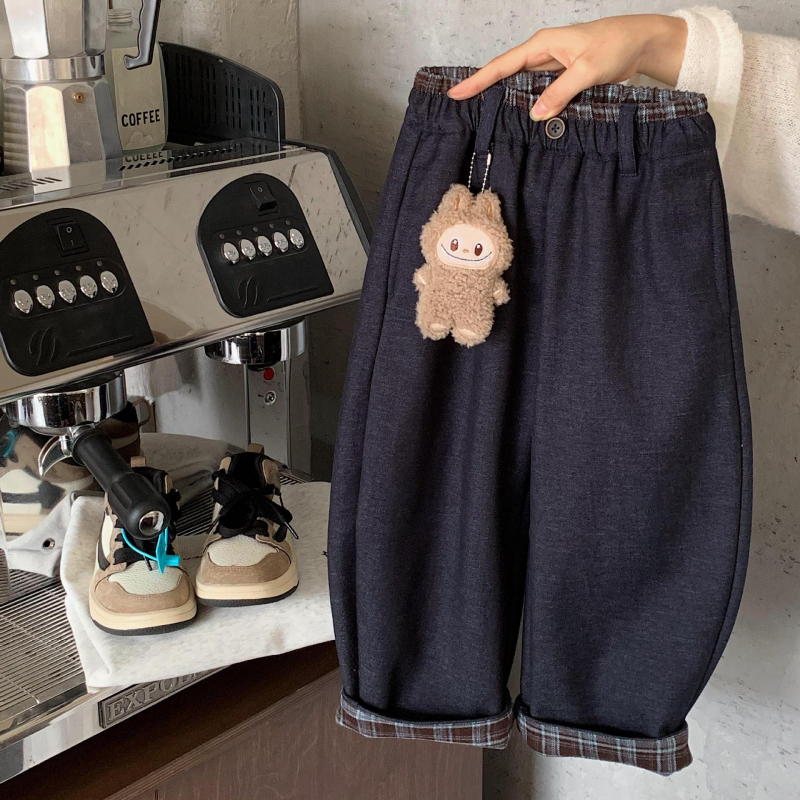 Dječje fleec hlače u korejskom stilu, zima; 80% poliester, 18% rayon, 2% spandex; mekana obrada; niski struk; gumica za pojas