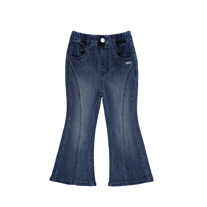 Dječje traperice s flecom, visokim strukom, jednopojasni denim, 46,2% pamuka