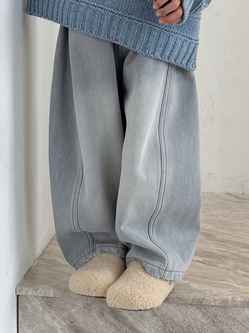 Laste talvised puuvillased džinsid, paksendatud, keskmise talje elastne vöö, 3–8 aastat