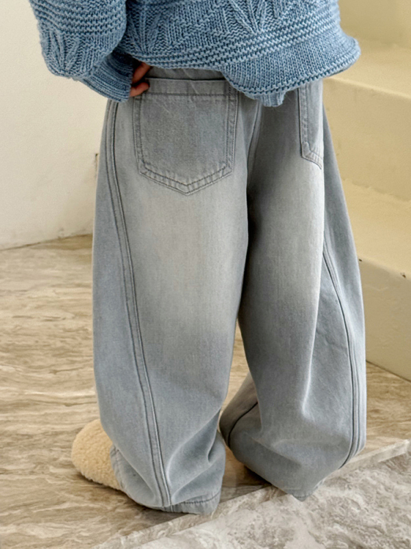 Laste talvised puuvillased džinsid, paksendatud, keskmise talje elastne vöö, 3–8 aastat