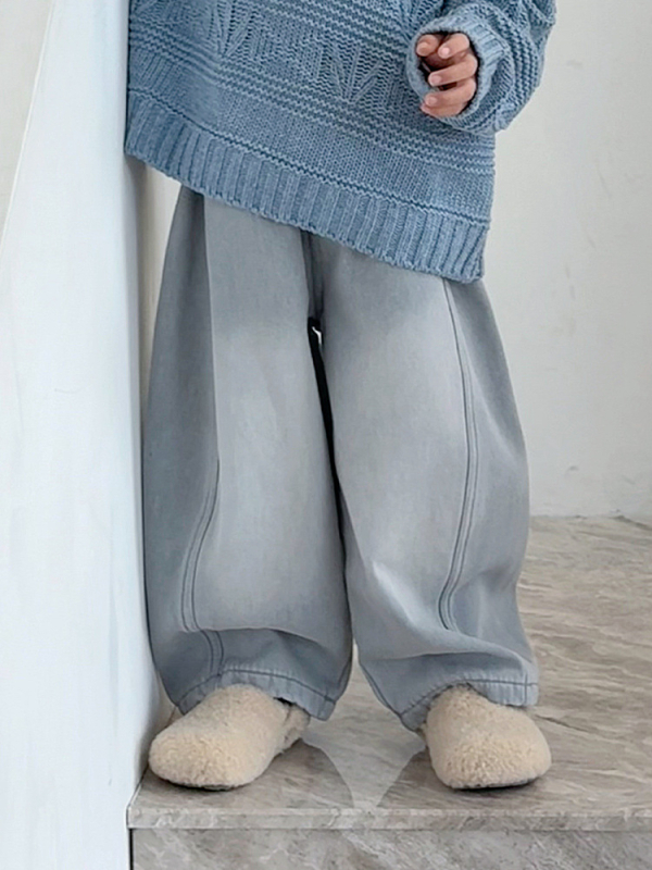 Laste talvised puuvillased džinsid, paksendatud, keskmise talje elastne vöö, 3–8 aastat