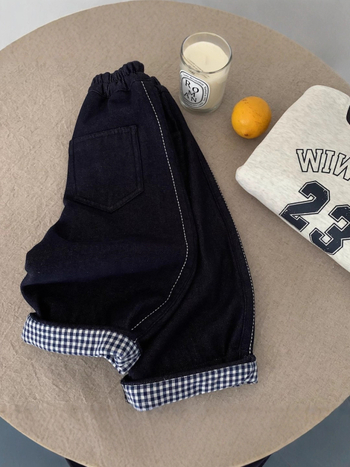 Dječje traperice s fleece‑om, pamuk, zima 2025, unisex, srednji pojas s elastikom