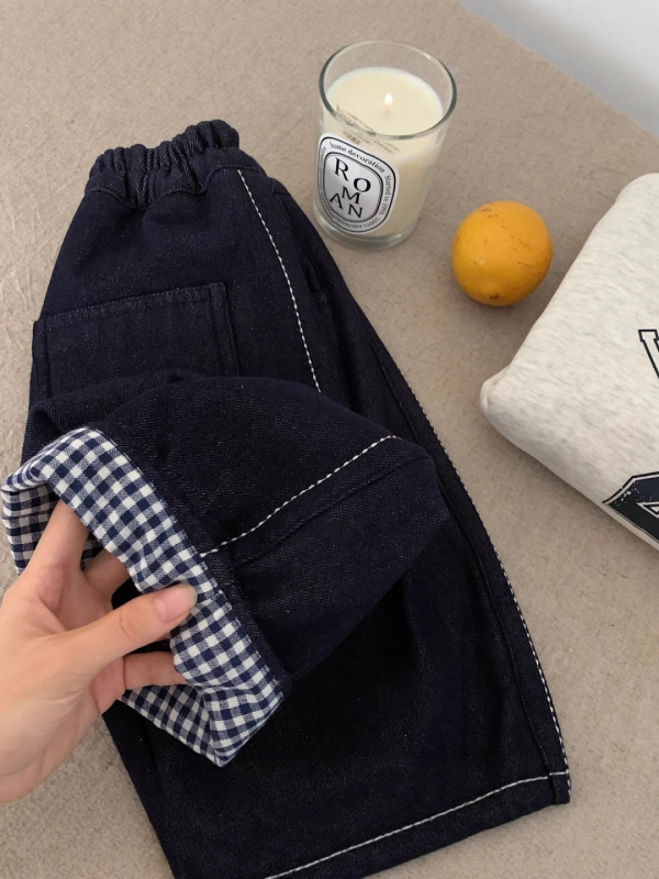 Dječje traperice s fleece‑om, pamuk, zima 2025, unisex, srednji pojas s elastikom