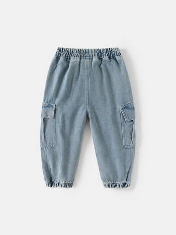 Pantaloni denim pentru băieți, stil coreean, denim, bumbac 67%, pentru copii 3–8 ani, talie medie, finisaj moale, fotografie reală