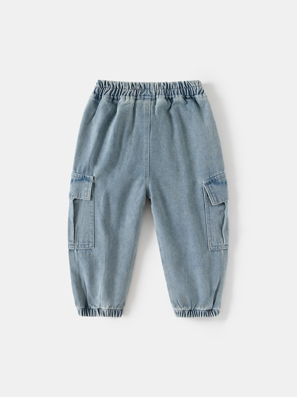 Pantaloni denim pentru băieți, stil coreean, denim, bumbac 67%, pentru copii 3–8 ani, talie medie, finisaj moale, fotografie reală