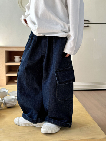 Dječje traperice, korejski stil, udoban, široke nogavice, 80% pamuk, 20% poliester, unisex