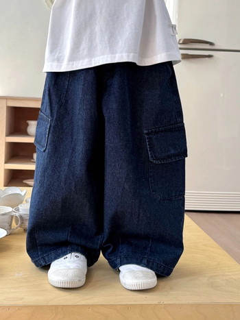 Dječje traperice, korejski stil, udoban, široke nogavice, 80% pamuk, 20% poliester, unisex