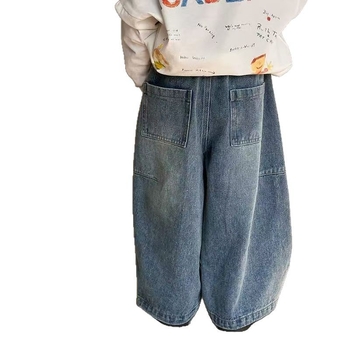 Dječje traperice u korejskom stilu, proljeće, široke nogavice, unisex, uzrast 3–8 godina
