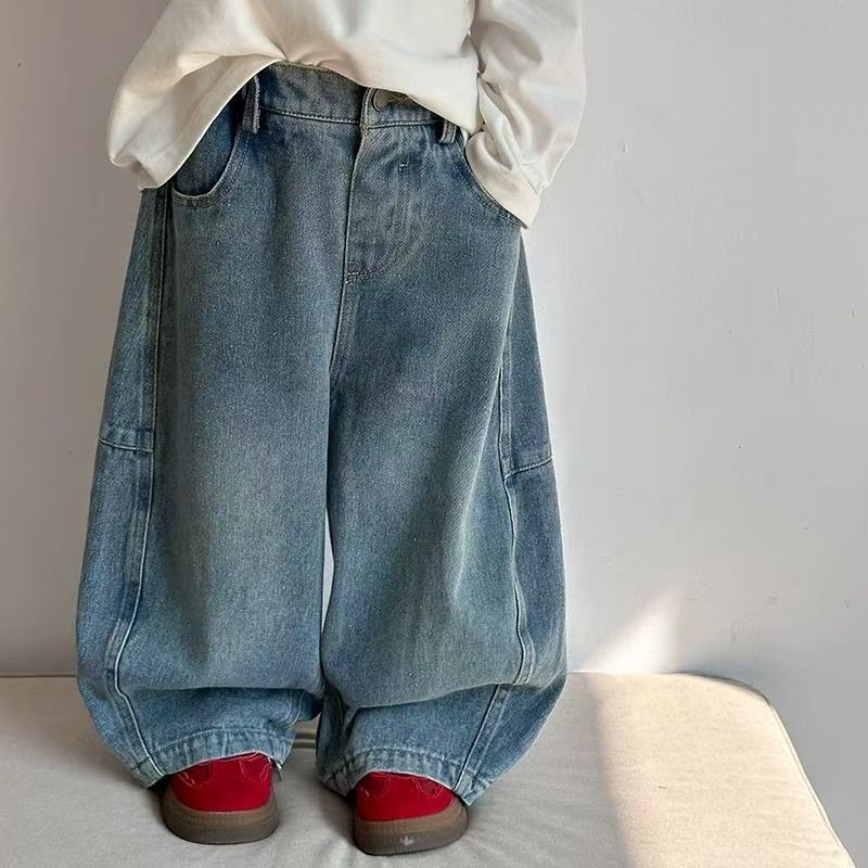 Dječje traperice u korejskom stilu, proljeće, široke nogavice, unisex, uzrast 3–8 godina