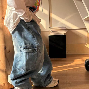 Pantaloni denim pentru copii - Unisex, talie elastică, Primăvara şi Toamna 2025