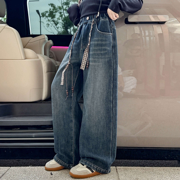 Laste fleecest laiad püksid tüdrukutele, talvel, puuvillaseguga (80% puuvill), keskmise talje kõrgusega, elastne vöö