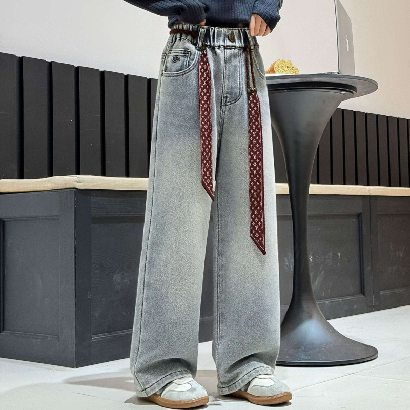 Laste fleecest laiad püksid tüdrukutele, talvel, puuvillaseguga (80% puuvill), keskmise talje kõrgusega, elastne vöö