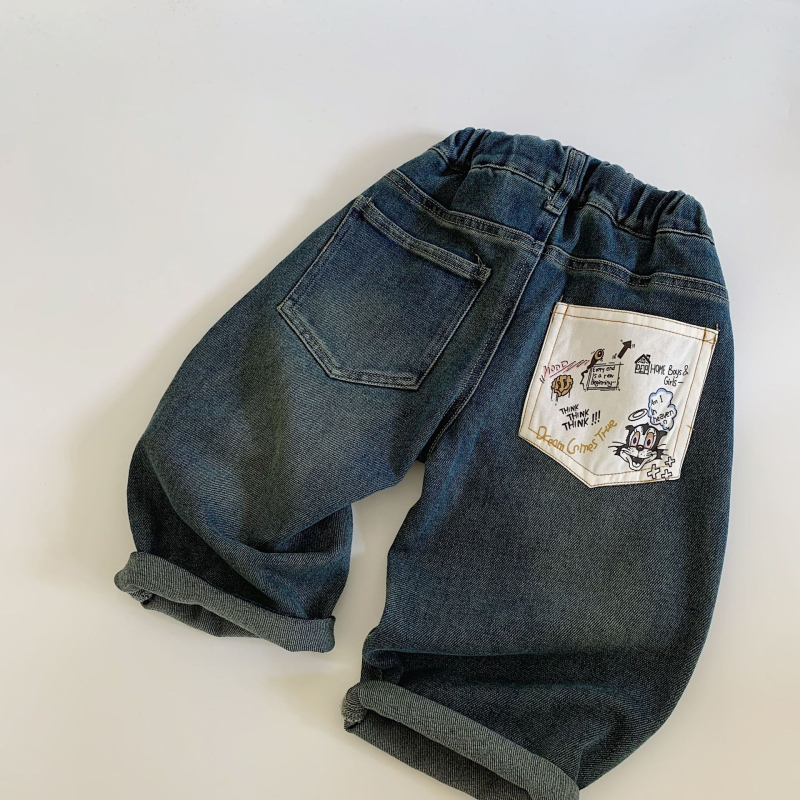 Dječje traperice u korejskom stilu – opušten kroj, srednji pojas, unisex, 65% pamuka