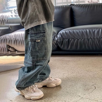 Dječje traperice, korejski stil, pamuk denim 75%, ravni kroj, za djecu 3–8 godina