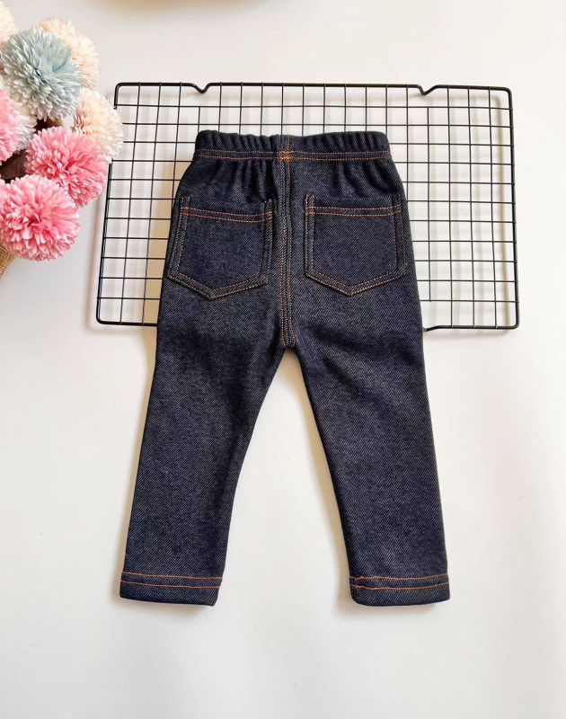 Dječje hlače od pamuka denim, 95% pamuk, srednji pojas s elastikom, jednobojne, zimske, za djecu 3–8 godina