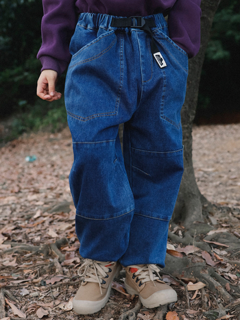 Laste džinsi stiilis püksid fleece-vooderduse, talvine 2025, keskel vöökoht, 76% puuvill, pehme puudutus