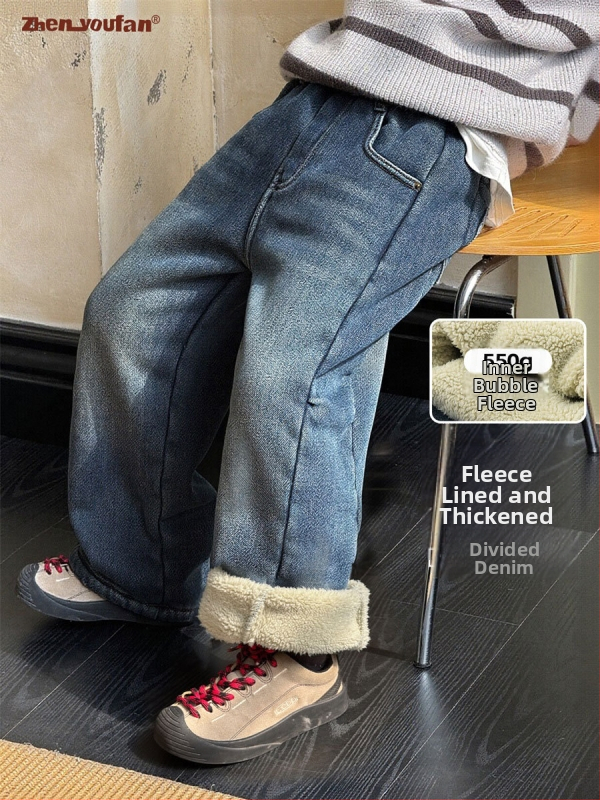 Laste talvised džinsid poistele – Twill denim, keskmise talje elastne vöö, 88,5% puuvill / 8,2% polüester / 3,3% elastaan