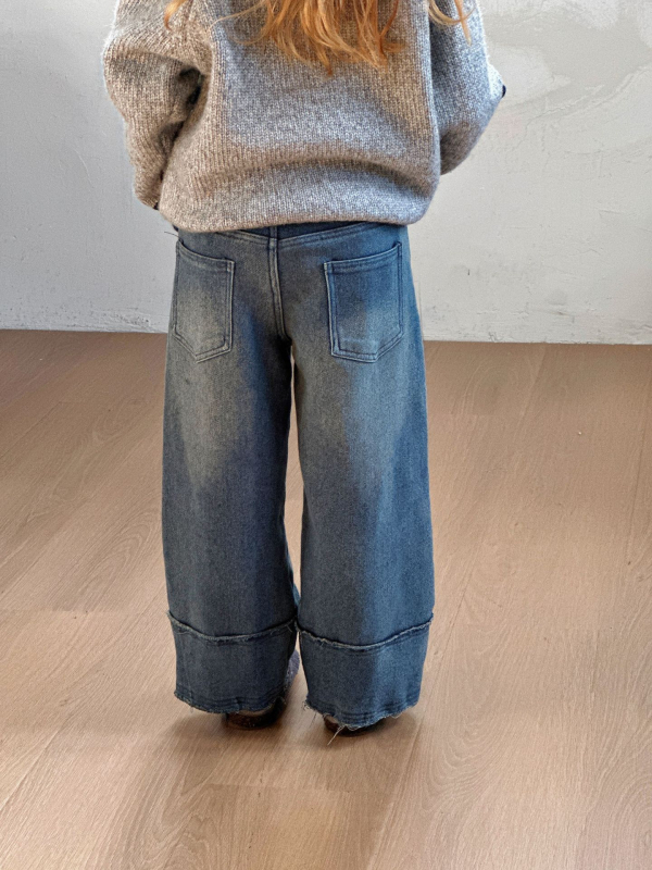 Dječje traperice za djevojčice u korejskom stilu, s fleece podstavom i prošivenim rubovima, 100% pamuk denim, zimska kolekcija 2025