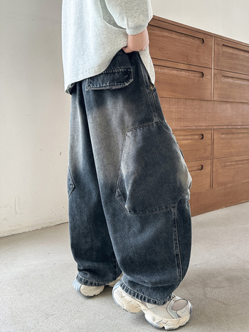 Дънки за момчета, деним, корейски стил, средно повдигнат талия, еластичен колан, 68% памук, 32% полиестер, есен 2025