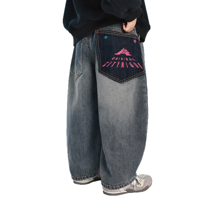 Poiste džinipüksid fleece-vooderdusega, 2025 sügis-talv, keskmine vöökoht, koostis 58% puuvill / 25% polüester / 17% viskoos, pehme töötlemine