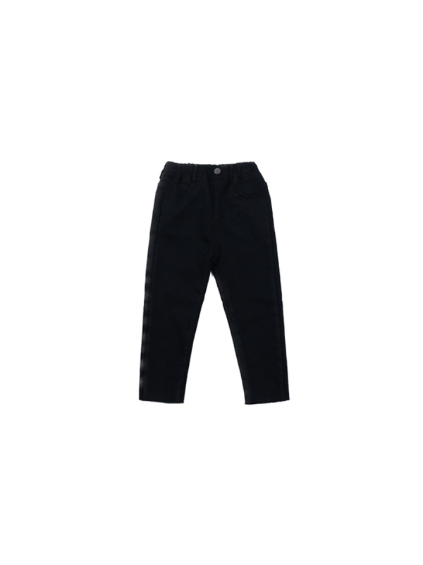 Dječje unisex hlače u korejskom stilu, uski kroj, s unutarnjim flisom, srednji pojas, debeo twill bambus-stretch materijal s baršunastom podstavom; sastav: 79% viskoza, 17% brokat pamuk, 4% spandeks